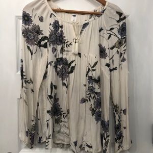 White floral peasant top.